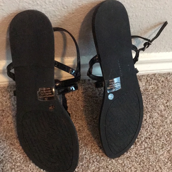 Gianni Bini Embellished Black Patent Leather Sandals - Picture 7 of 8